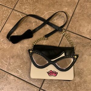 Betsey Johnson Purse Girl in Glasses Crossbody Bag